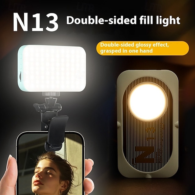  ポータブル セルフィー スマホライト 3モード LED クリップオンライト 充電式ビデオライト iPhone 写真 ティックトック Vlog コンピューター ノートパソコン ビデオ会議用