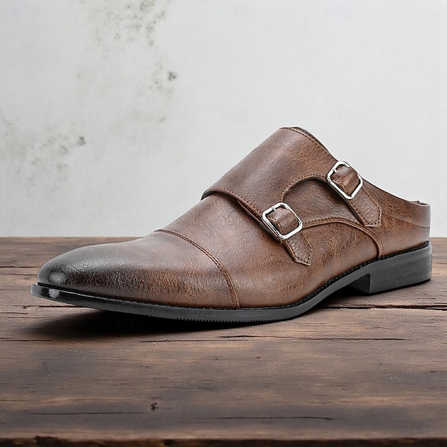  herresko med dobbel munkrem, slip-on loafers, casual forretningssko til kontoret og hverdagsbruk