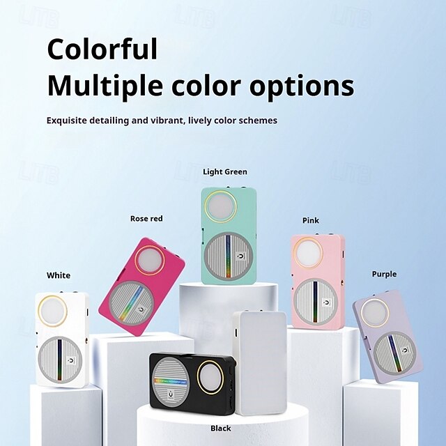  Lampe vidéo LED 1200 Ah rechargeable et portable, éclairage pour appareil photo, 3 effets lumineux, pour vlogging, selfie