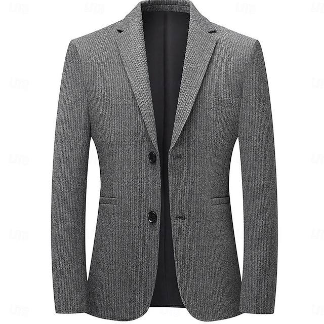  Homme Veste blazer Blazer en Tweed Col cranté Léger Couleur Unie Blazer Kaki Grise Coupe sur mesure à boutonnage simple à 2 boutons