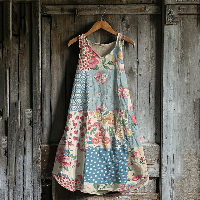 Pentru femei Rochii Midi Rochie casual Rochie de vară Modă Modern Zilnic Plajă Sfârșit de săptămână Fit regulat Floare Fără manșon În V Galben Roșu-aprins Albastru piscină Maro Vară Primăvară