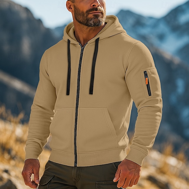  Per uomo Felpa con cappuccio Felpa con cappuccio e zip corta Felpa con cappuccio in pile Felpa con cappuccio tattica Nero Bianco Verde militare Rosso Borgogna Con Cappuccio Semplice Cerniera