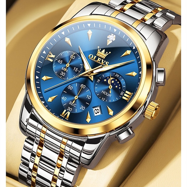  il nuovo orologio da lavoro con bracciale in acciaio inossidabile olevs con calendario luminoso, piccolo orologio al quarzo multifunzionale da 24 ore, tre lancette, orologio da polso sportivo da uomo