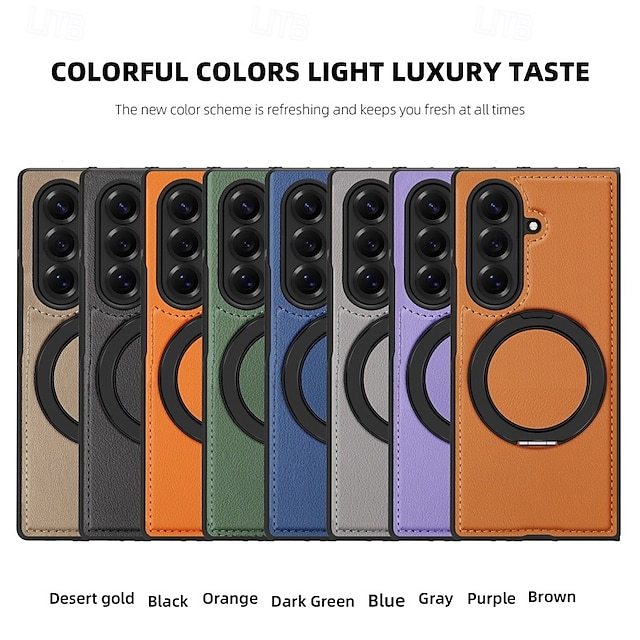  telefono Custodia Per Samsung Galaxy Piegatura a Z 7 Z Fold 6 Z Fold 5 Z Fold 4 Copertura Posteriore Magnetico Cavalletto Resistente agli urti Retrò TPU Pelle PU