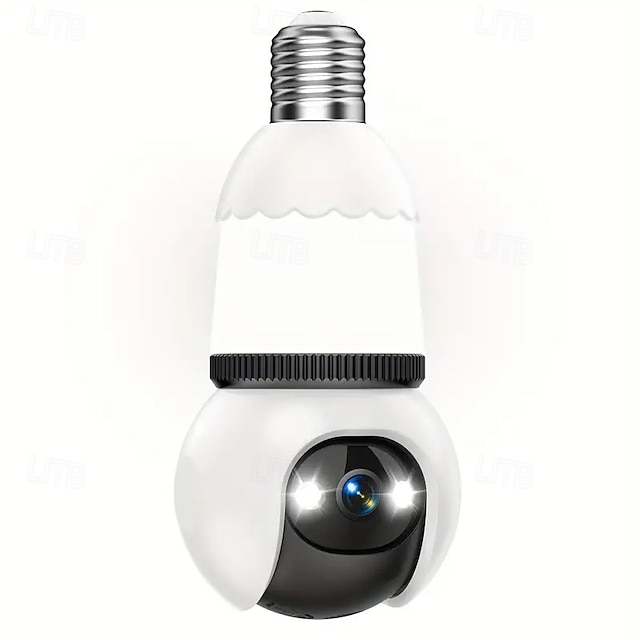  Kamera monitorująca 4-megapikselowa z żarówką, Wi-Fi, 2K, bezprzewodowa, do użytku zewnętrznego/wewnętrznego, pełnokolorowa, dzień/noc, łatwa w instalacji, wykrywanie ruchu, pełnokolorowa, wizja nocna