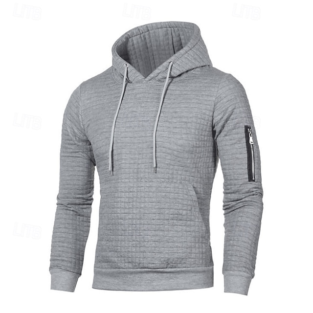  Per uomo Felpa con cappuccio Felpa con cappuccio a nido d'ape Felpa con cappuccio tattica Nero Bianco Grigio chiaro Grigio scuro Con Cappuccio Semplice Cerniera Testurizzato Sport & Outdoor Casuale
