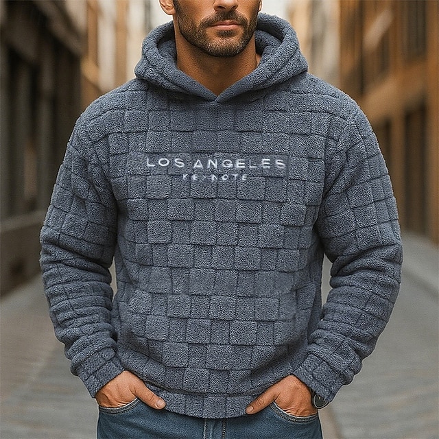  Hombre Sudadera Sudadera Con Capucha Sudadera con capucha de lana Negro Blanco Azul Marino Con Capucha Plano Con Texturas Deporte Casual Diario Ropa de calle Fresco Ropa deportiva Otoño Invierno Ropa
