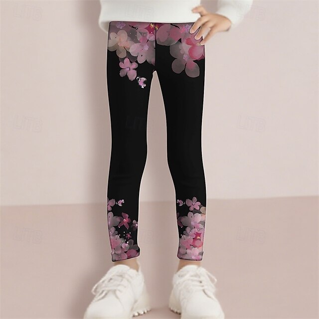  Voor meisjes 3D Bloemig Broek Legging Lente Herfst leuke Style Basic Kinderen 4-12 jaar Buiten Casual Dagelijks Normale pasvorm