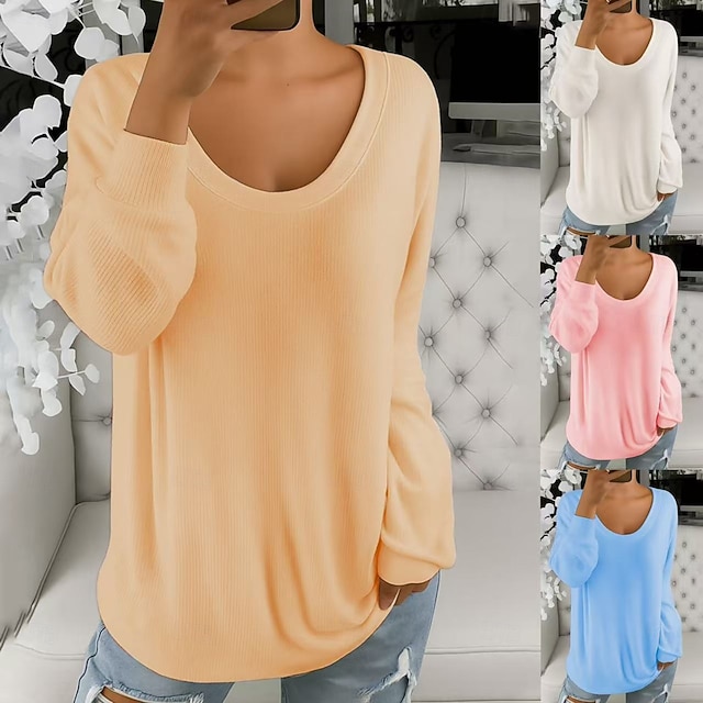  Dame Bluse عادي Fritid Vanlige topper Gul Rosa Blå Beige Vår Høst