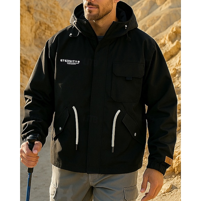  Herren Softshelljacke Wanderjacke Hardshelljacke Außen Wasserdicht Winddicht Wanderoutfits Wanderbekleidung Frühling Herbst Jacke Jagd Klettern Laufen Einfarbig Schwarz Armeegrün Khaki