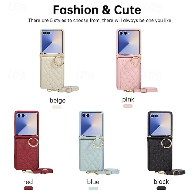  telefone Capinha Para Samsung Galaxy Z Flip 7 Z Virar 6 Z Flip 5 Z Flip 4 Capa traseira com cordão Pata de Apoio Slot para cartão Retro TPU Couro PU