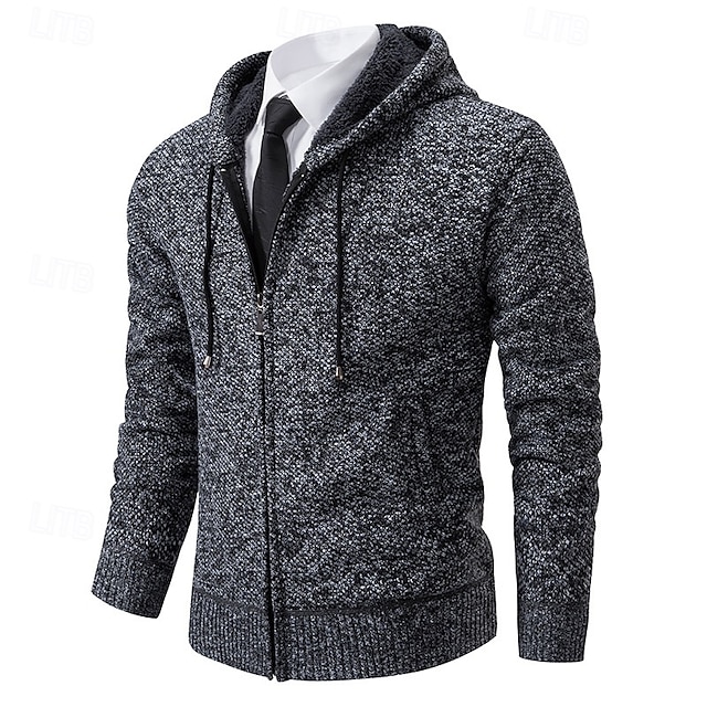  Herren Pullover Kleid Pullover Strickjacke Reißverschluss-Pullover Strickpullover Gerippt Stricken Normale Oberteile Gestrickt Gerippt Einfach Mit Kapuze Mode Schals Lässig Alltagskleidung Bekleidung