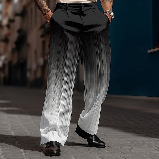 Herre Nyanse Dressbukser Medium Midje Business Casual Formell utendørs Hverdag Glidelås Lomme Bukser med rett ben Sommer Vår Høst 3D-utskrift Svart Vin Blå