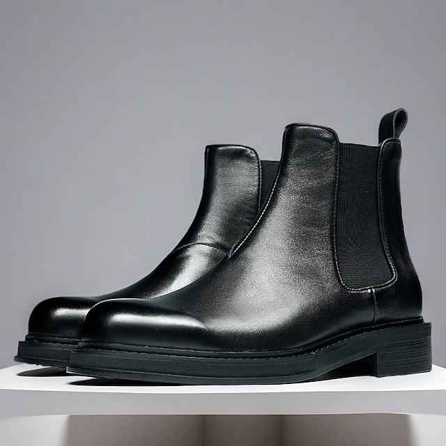  Bottines Chelsea noires pour hommes, bottines classiques à enfiler pour hommes d'affaires, fêtes et occasions formelles