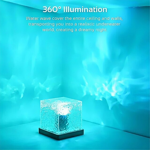 Ocean Wave Projector Light USB, 16 Colors Gradual Rotating Water Lamp ...