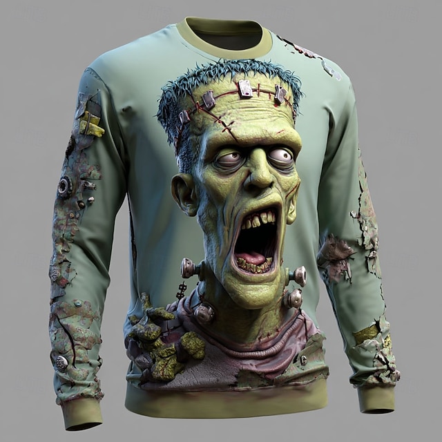  Per uomo Zombi 3D Felpa Punk Festa Gotico Manica Lunga Girocollo Vacanza Blu Viola Verde Girocollo 3D Tutte le stagioni progettista S M L XL XXL XXXL
