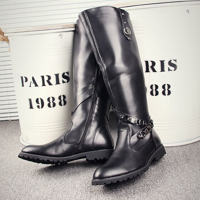 Men's Boots Riding Boots Martin Boots British Outdoor Daily Cycling Shoes Faux Leather Mid-Calf Boots