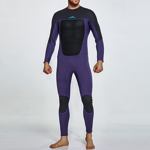  Homme Maillots de bain intégraux Combinaison Fine UPF50+ manche longue Maillot de Bain Fermeture Eclair Dorsale Natation Plongée Surf Plongée en apnée Patchwork Été Printemps Automne