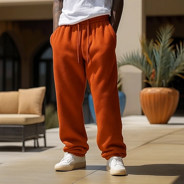  Herren Jogginghose Fleecehose Jogginghose mit weitem Bein Sporthose Hose Kordelzug Elastischer Bund Einfach Feuchtigkeitsableitend Atmungsaktiv Volle Länge Sport im Freien Lässig Täglich Urlaub Mode