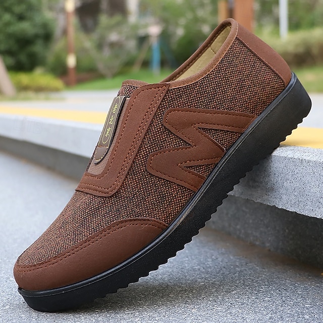  Men's Brown Casual Slip-On Walking Shoes – Lightweight Breathable Comfort Loafers for Outdoor Strolls, Daily Wear and Travel