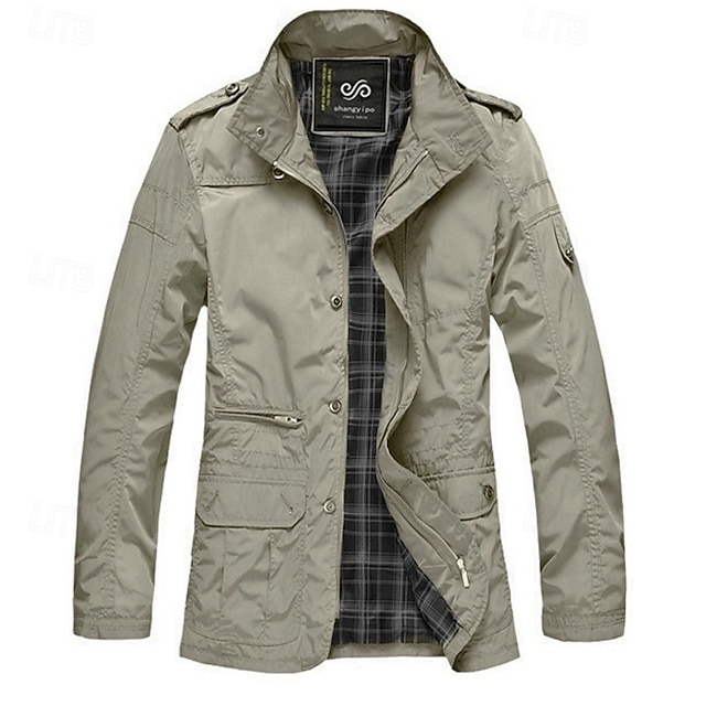 Herren Parka Trenchcoat Urlaub Täglich Herbst Winter Polyester Verschleißfest Oberbekleidung Bekleidung Mode Klassisch Einfach Tasche Revers Reisverschluss