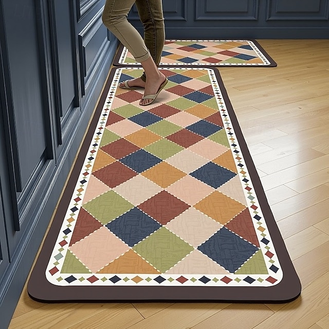  Kuchyňské běhouny, jednoduché moderní domácí kuchyňské rohožky, křemelina, savá, odolná proti olejům, rychleschnoucí, odolná proti skvrnám, snadná údržba, řezatelné, protiskluzové, koberce do vchodu,