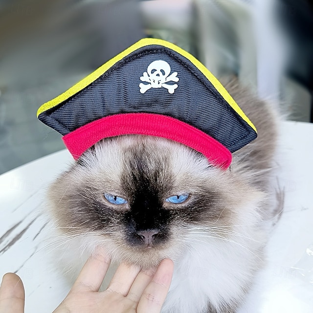  1dílná pirátská klobouková čepice pro malá, střední a velká plemena - halloweenská kapitánská čepice pro psy a kočky