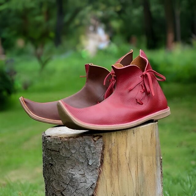 Vintage Medieval Renaissance Shoes Boots Flat Jazz Boots Fairy Ranger ...