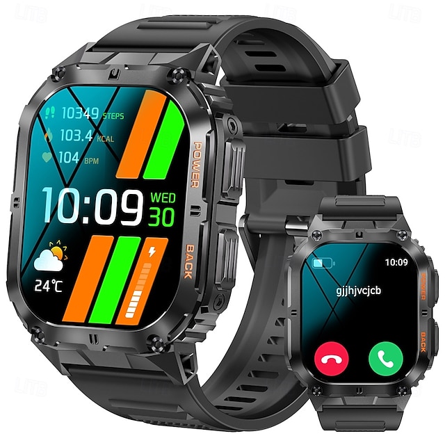  ساعة ذكية K61 Pro للرجال مزودة بخاصية البلوتوث وشاشة AMOLED مقاس 1.96 بوصة وبوصلة وصوت AI وجهاز مراقبة الصحة وتتبع اللياقة البدنية الرياضي