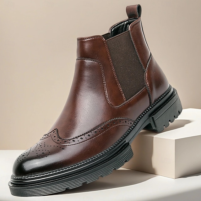 Chaussures Homme En Cuir, Faites Main, Style Chelsea Brogue, Wingtip