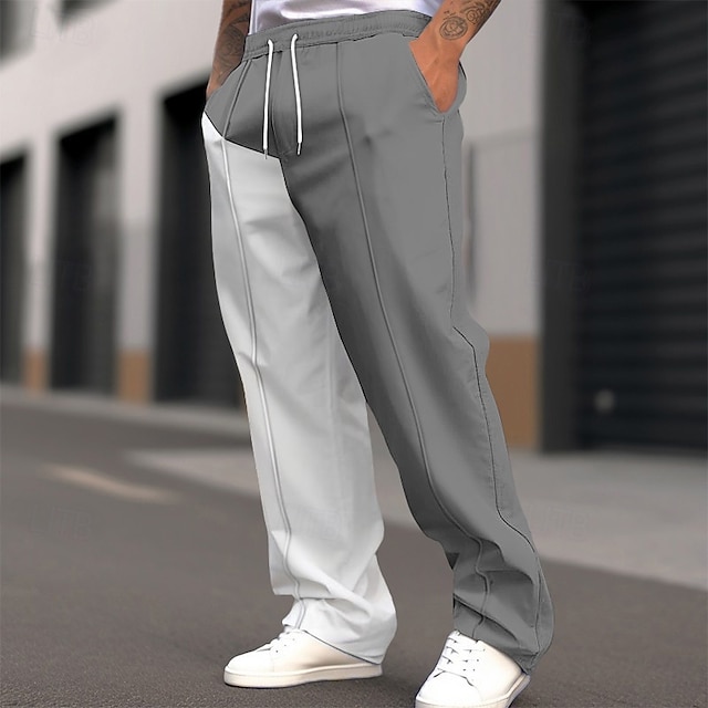 Herren Jogginghose Jogginghose mit weitem Bein Hose Baggy-Hosen Kordelzug Elastischer Bund Gerader Schnitt Farbblock Atmungsaktiv Volle Länge Outdoor Lässig Täglich Mode Streetwear Schwarz Rote