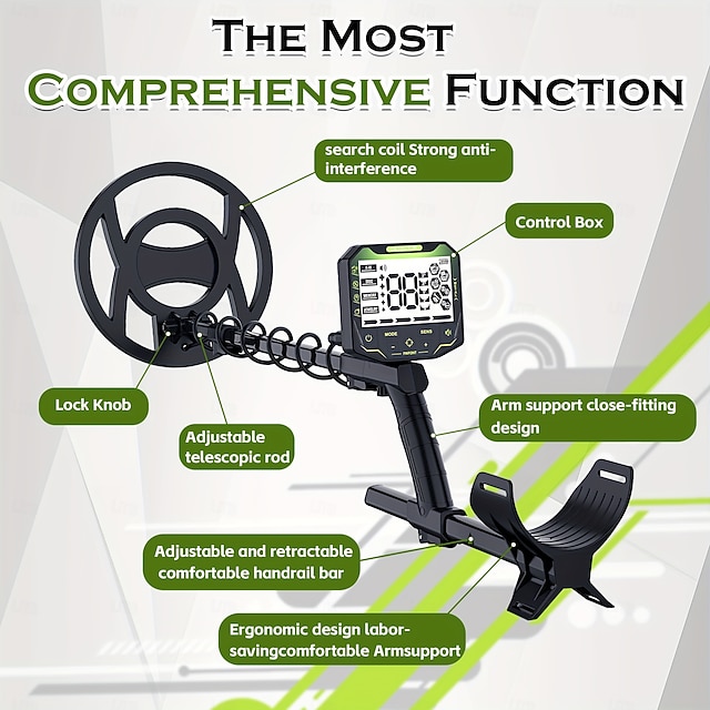  جهاز كشف المعادن الاحترافي بملف 10 بوصة - دقة عالية، وتحديد دقيق للعملات المعدنية &المعادن، شاشة LCD، لوحة تحكم قابلة للتعديل (البطارية غير متضمنة)
