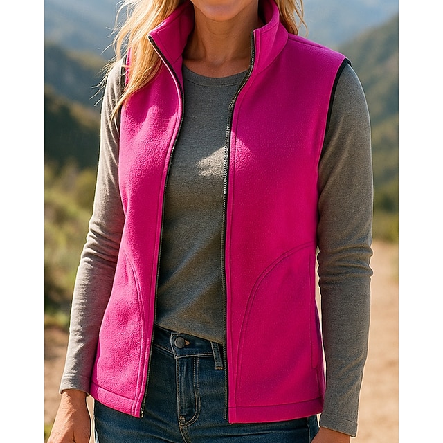  Femmes Veste Randonnée Manteau d'hiver Gilet polaire Sans manches Top Extérieur Chaleur Thermique Hiver Fermeture éclair Polyester Noir Rouge Bleu Chasse Pêche Escalade
