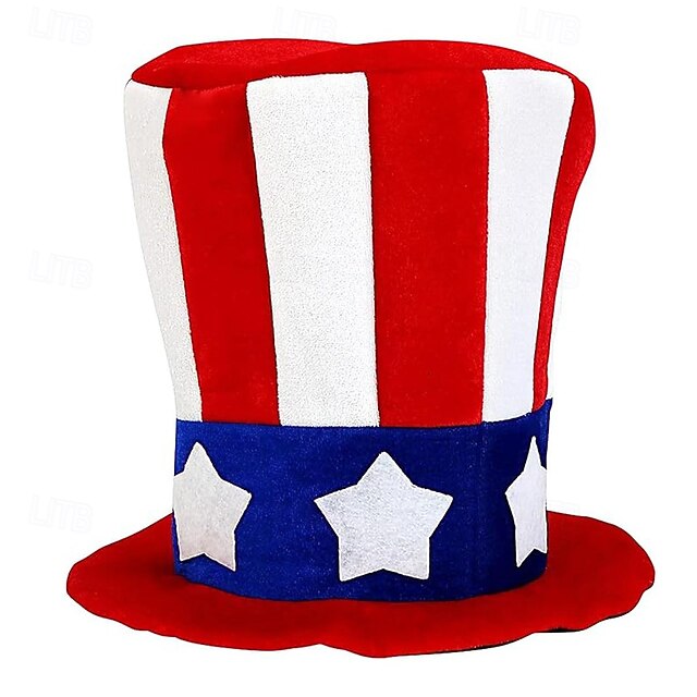 Men's Party Hat Bowler Hat Top Hat Red Polyester Fashion Casual Daily Festival American US Flag Adjustable Sunscreen Breathable4