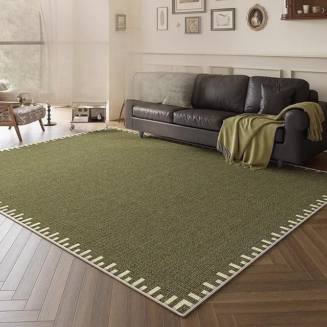 Easy Clean Large Rug French Vintage Green Area Rug, Luxury Living Room Carpet, Elegant ...