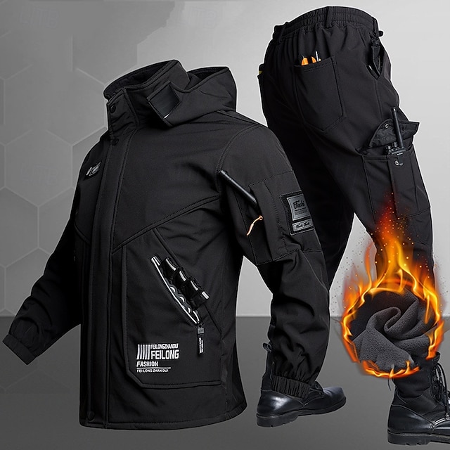  Per uomo Giacca da escursionismo Giacca in Pile Giacca imbottita Set termico Inverno All'aperto Calore Termico Antivento Top Nero Verde Grigio