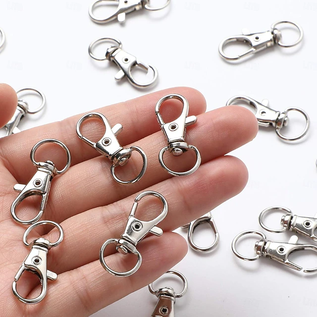 Threaded Key Hooks 100PCS Keychain Hardware Set (50 Swivel Snap Hooks + 50 Key Rings), Key ...