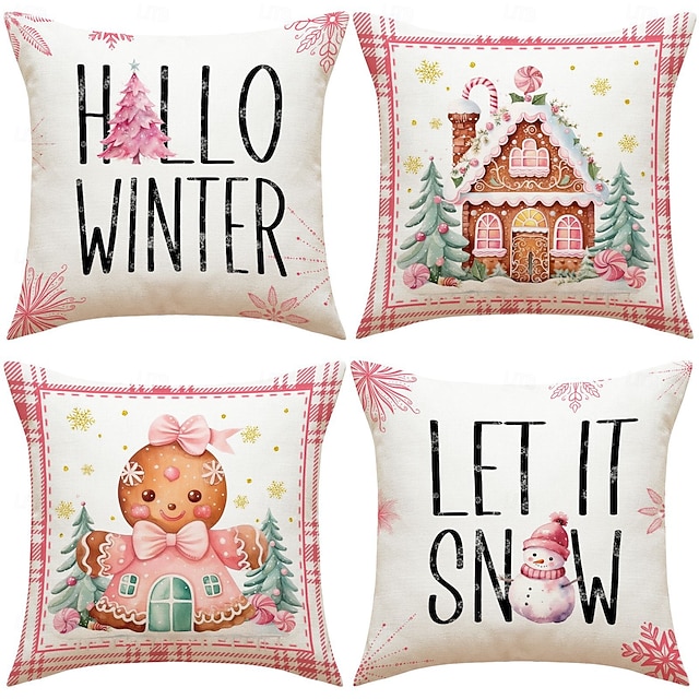  рождественские наволочки, пряничный человечек &Декоративные подушки с алфавитным принтом, праздничные подушки для дивана &домашний декор