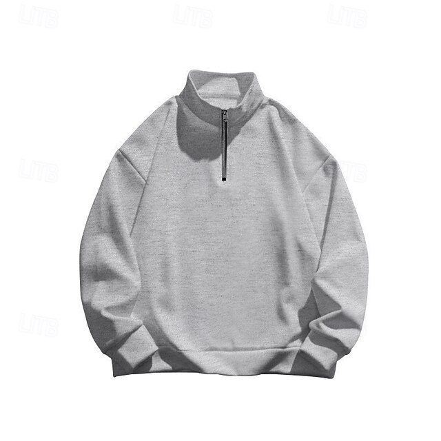 Women's Pullover Sweatshirts Zip Up Sweatshirts Plain Sports Fashion Gothic Long Sleeve High Neck Regular Tops Street Dailywear Casual Half Zipper Quarter Zipper Zipper Light Grey Fall Winter4