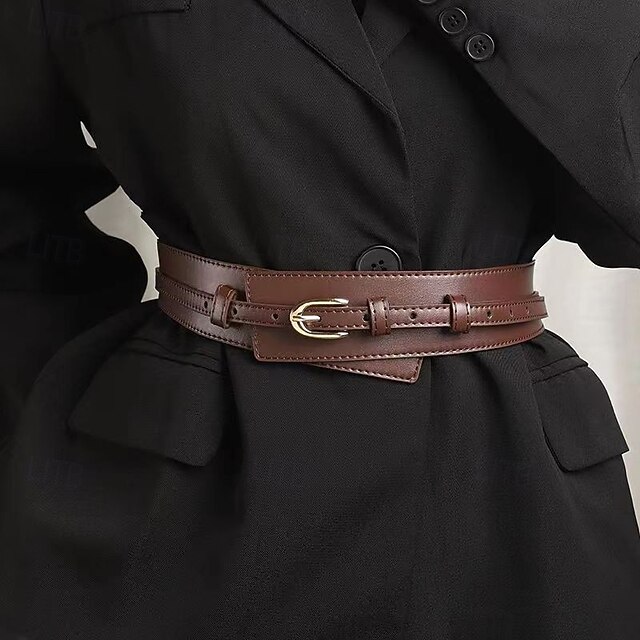 Women's Belt PU Black Camel Coffee Waist Belt Outdoor Daily Holiday Weekend Pure Color4