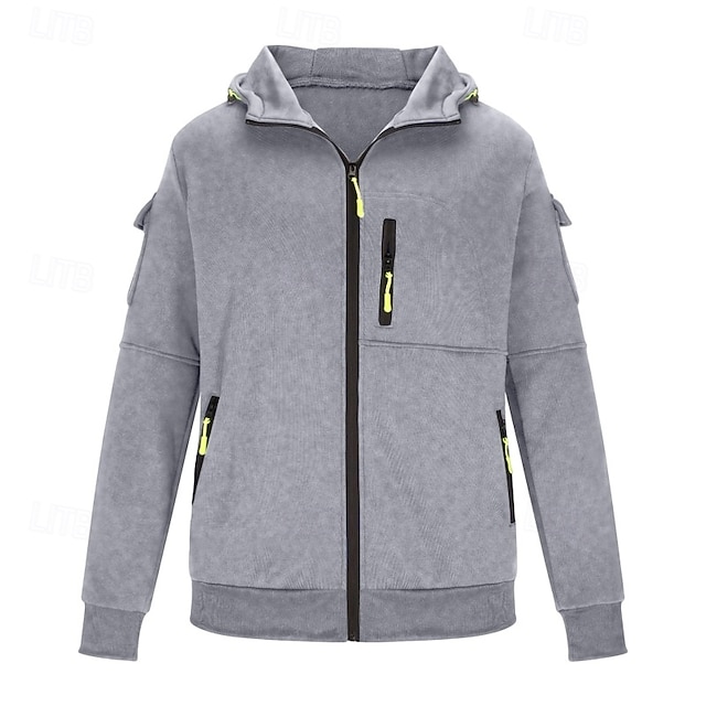  Hombre Sudadera Sudadera con capucha y cremallera completa Sudadera táctica con capucha Rojo tinto Negro Blanco Verde Ejército Rojo Con Capucha Plano Cremallera Deporte Casual Diario Ropa de calle