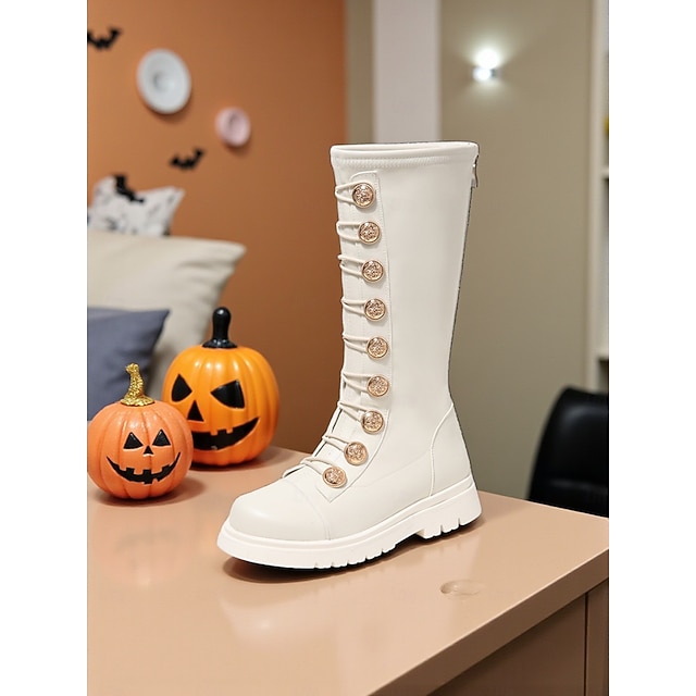  Zapatos de disfraz de estrella pop inspirados en ídolos coreanos: botas de moda blancas y marrones de moda para niñas, estilo casual y urbano.