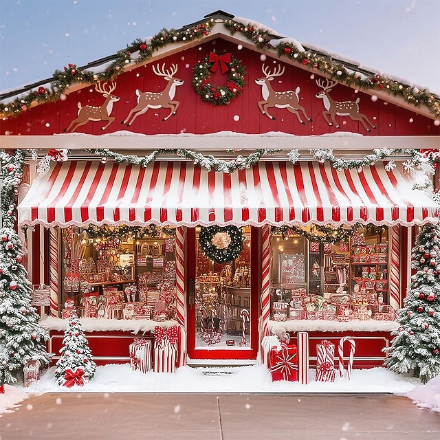  Новогодняя тематика Крышка гаражной двери Большое Подвесное Рождественский магазин Подарок Симпатичные Стиль 3D Вечеринка На открытом воздухе Праздник Фоны для съемки Ярд (0,9 м) Домашний декор