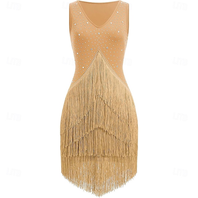  Rochie de dans latino cu ciucuri și strasuri pentru femei, costume de dans de sală pentru competiții, tango, salsa, rochii de dans flapper