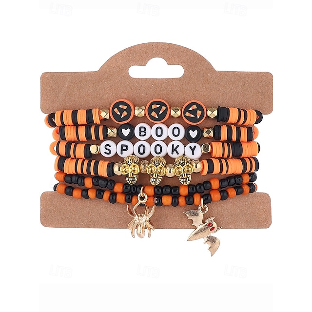 Mikovivi Halloween Armbänder Set - 4 Stück Kürbis Charm Armbänder Gruselig & Dehnbar