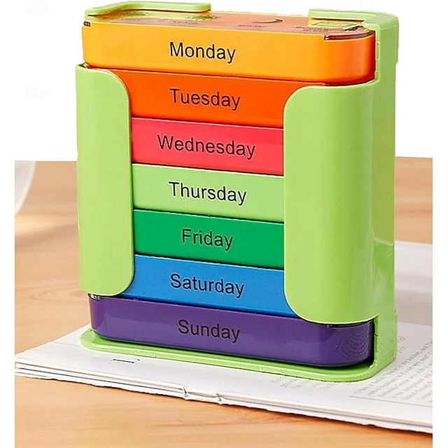 7-Day Large Capacity Portable Pill Organizer Waterproof Medication ...