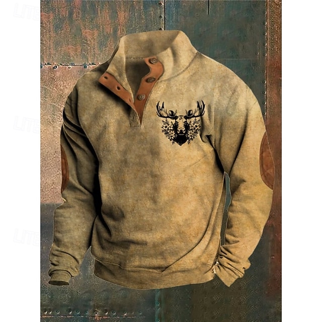  Hombre Sudadera Sudadera Con Capucha Pull-over Sudadera con capucha y botones Sudadera de caza Caqui Cuello Mao Plano Retazos Deporte Casual Diario Ropa de calle Fresco Ropa deportiva Primavera