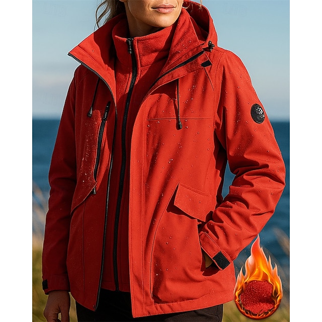  Per donna Giacca da escursionismo Giacca in Pile Giacca 3 in 1 Inverno All'aperto Impermeabile Antivento Top Nero Bianco Rosso Viola