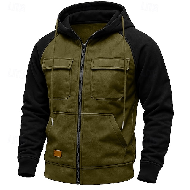  Hombre Sudadera Sudadera con capucha y cremallera completa Sudadera con capucha de lana Sudadera táctica con capucha Negro Rosa Verde Ejército Burdeos Azul Piscina Con Capucha Plano Cremallera