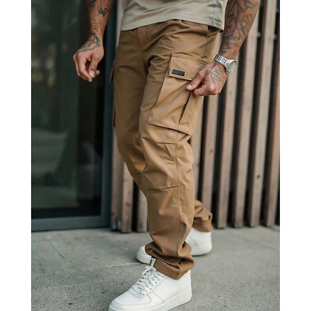  Per uomo Pantaloni Cargo Pantaloni Multi-tasche Tasca con Patta Semplice Indossabile All'aperto Quotidiano Campeggio & Escursionismo Moda Classico Nero Verde militare